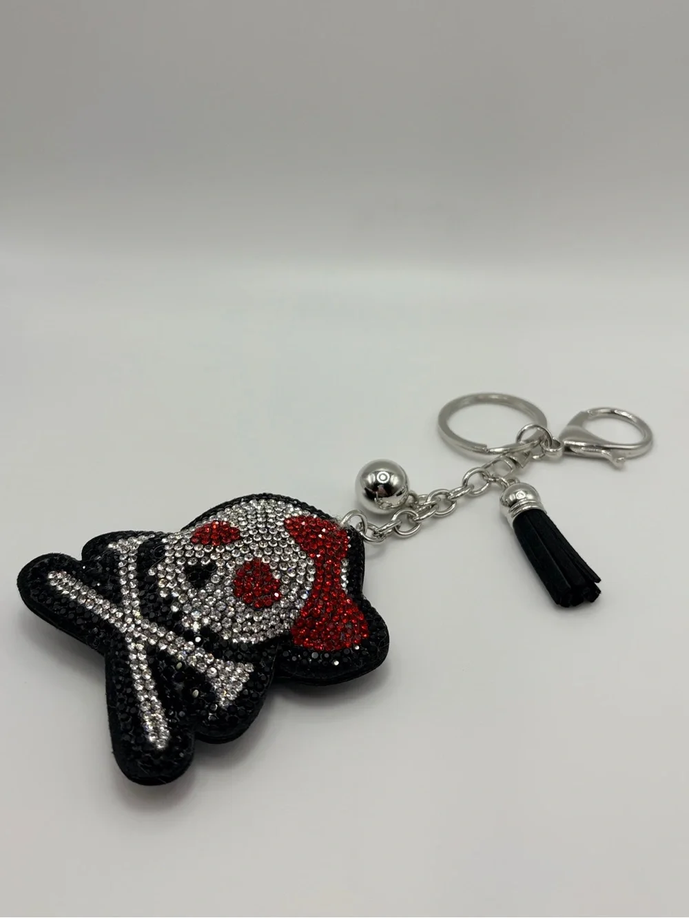 Crystal Skull & Crossbones Keychain Charm